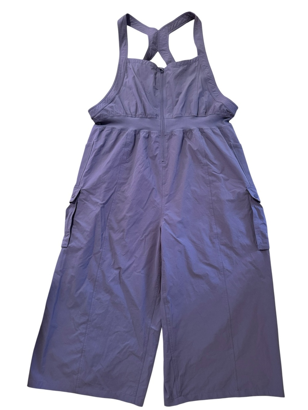 POPFLEX Take A Hike Overalls 3X Petite Wild Wind Blue Cargo Wide Leg Stretch